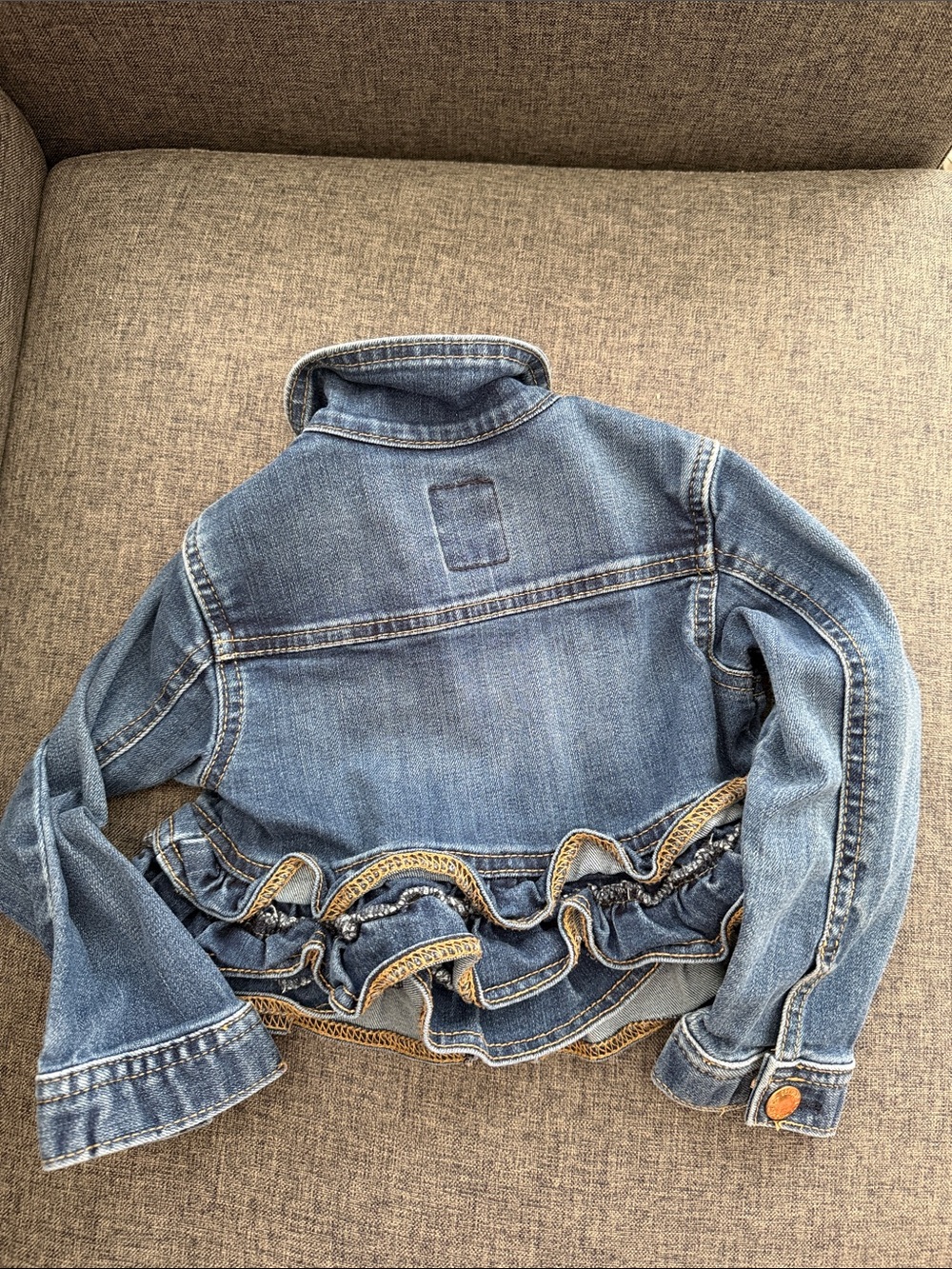 Girls' Ruffled Denim Jacket - Blue - Picture 3 of 3